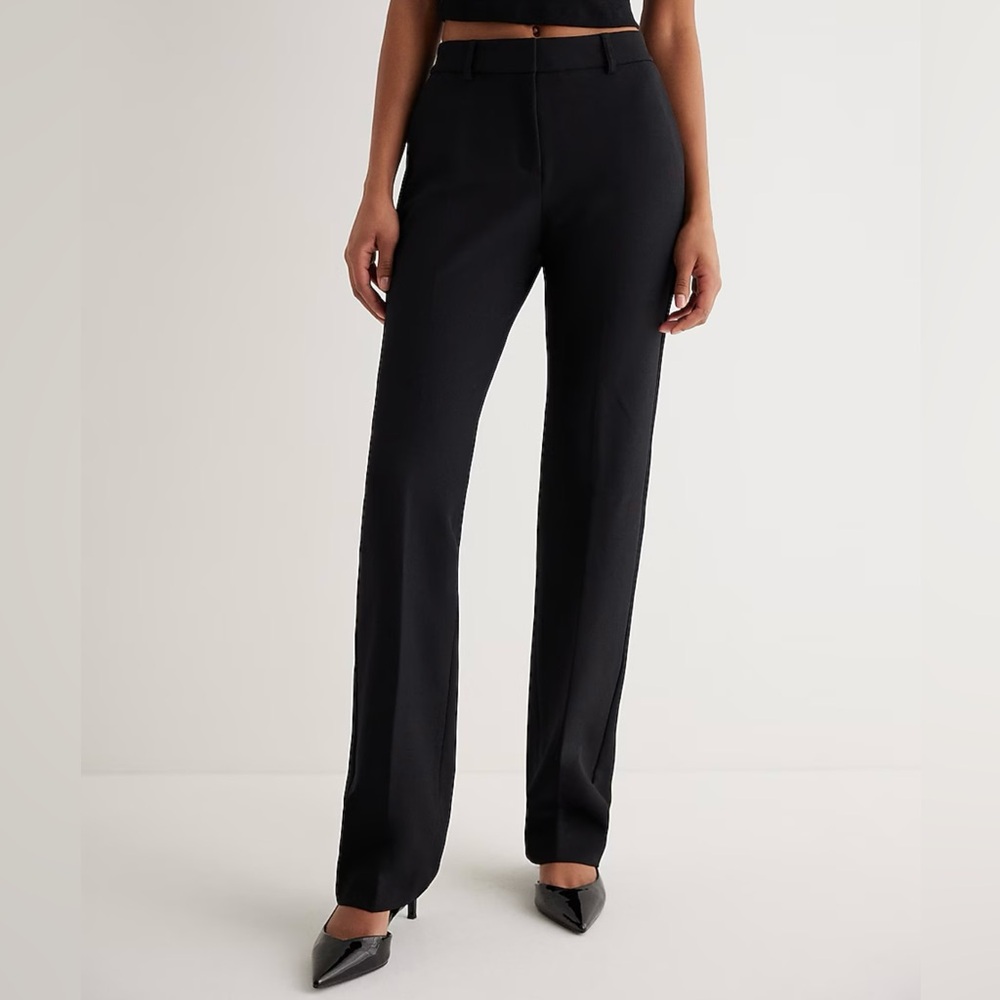 Express Editor Mid Rise Straight Pant Size 10 Regular Black